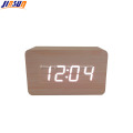 Square Home Table Led Clock Wooden